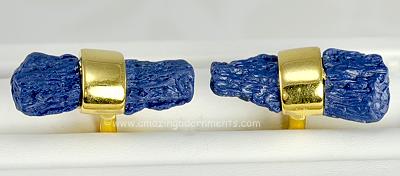 Flamboyant Faux Lapis Cufflinks Signed KENNETH LANE