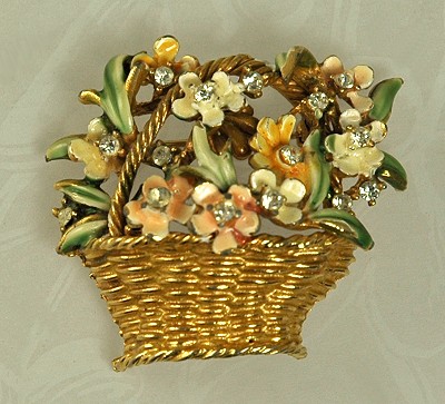 Vintage BSK MY FAIR LADY Flower Basket Pin ~ BOOK PIECE