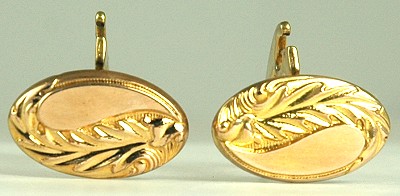 Handsome Art Nouveau Golden Oval Cufflinks