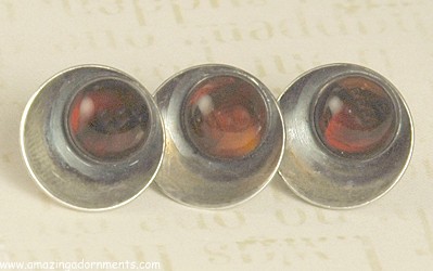 Vintage Geometric Sterling and Amber Pin Signed NE FROM DENMARK