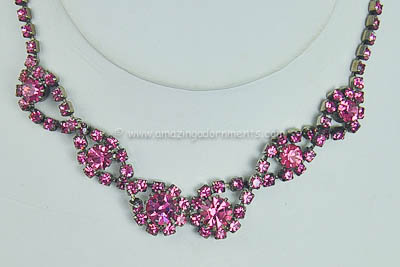 Picture Perfect Unsigned Vintage Pink Rhinestone Necklace