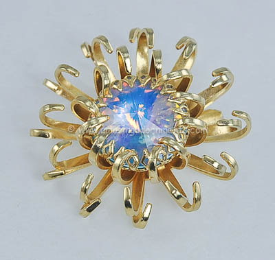 Flashy Vintage Signed SARAH COVENTRY Mystic Blue Pin from 1969