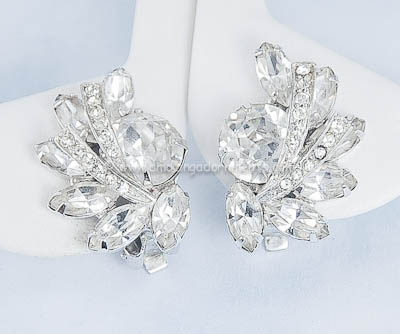 Enchanting Clear Rhinestone Earrings with Pav Icing Signed WEISS