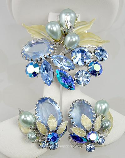 Stand Out Vintage Brooch and Earrings Set Signed REGENCY JEWELS