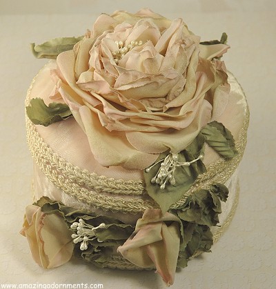 Vintage Crushed Velvet Floral Topped Vanity Trinket Box