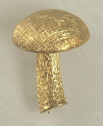 Cute as a Button Mushroom Pin Signed CASTLECLIFF