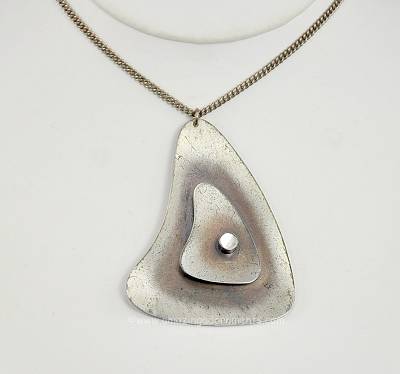 Vintage Modernist Sterling Silver Pendant Necklace Signed NITA LUSTIG