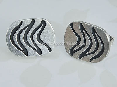 Vintage Modernist Sterling Silver Cufflinks Signed ESTHER LEWITTES