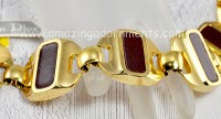 Hip Gold- Plated Bracelet with Leather Insets Signed and Tagged CHRISTIAN DIOR GERMANY
