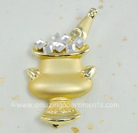 Breathtaking Champagne on Ice Happy New Year Pin Signed AJC