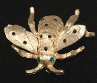 Sweet Bug or Bee Pin with Moveable Wings and Rhinestones Signed DeNICOLA