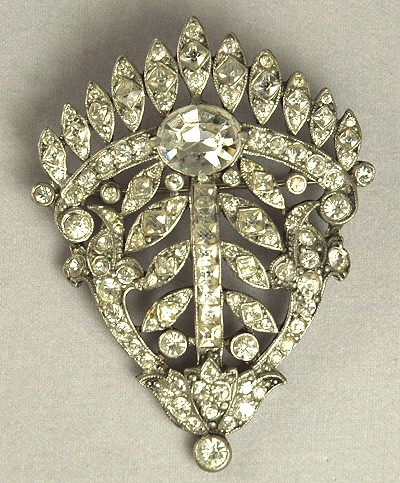 Sparkling Rhinestone Pot Metal Brooch Signed STARET