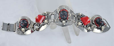 Vintage Could Be SELRO or SELINI African Faces Tribal Bracelet