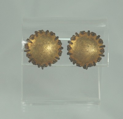 MIRIAM HASKELL Brushed Gold Tone Screw-on Earrings
