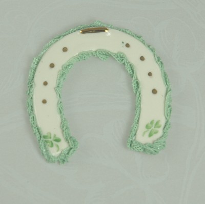 From CASHS of IRELAND- Porcelain Horse Shoe Decorated with Shamrocks