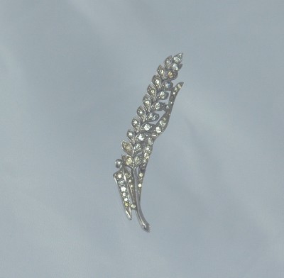 TRIFARI ALFRED PHILIPPE Single Ear Pave Rhinestone Wheat Pin circa 1937