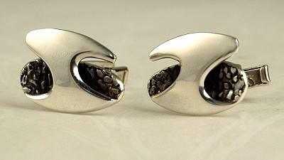 Organic MODERNIST Sterling Silver Cufflinks Signed SIGI PINEDA