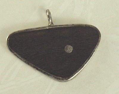 Mid- century MODERNIST Sterling and Wood Pendant Signed ED WIENER