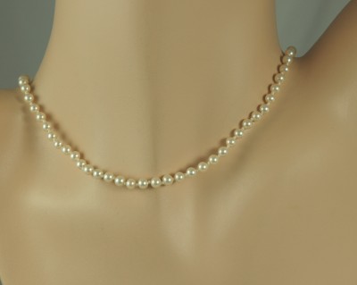 Delicate and Sensational Single Faux Pearl Strand Signed MARVELLA