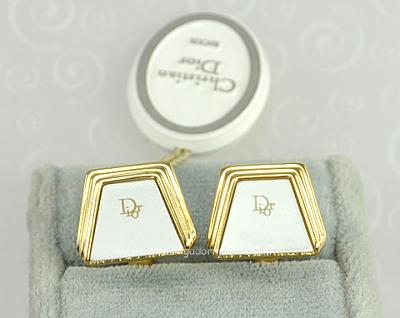 Outstanding White Enamel Logo Cufflinks Boxed and Signed CHRISTIAN DIOR, GERMANY