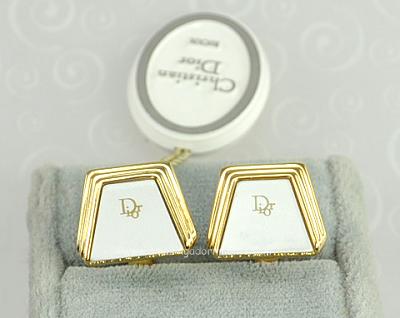 Outstanding White Enamel Logo Cufflinks Boxed and Signed CHRISTIAN DIOR, GERMANY