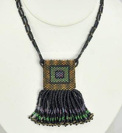 Exquisite Vintage Art Deco Beaded Purse Necklace