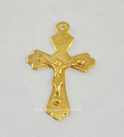 Vintage Unsigned Religious Gold- tone Cross Crucifix Pendant
