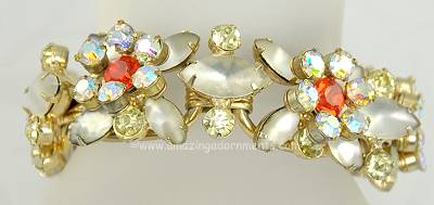 Flamboyant Vintage Frosted Stone Five Link Bracelet from DELIZZA and ELSTER