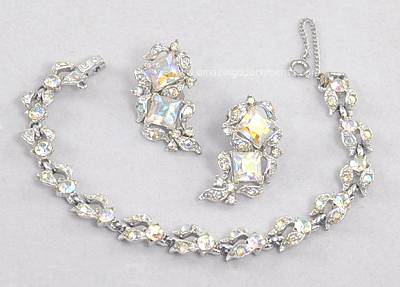 Stunning Vintage Aurora Borealis Rhinestone Set Signed BOGOFF