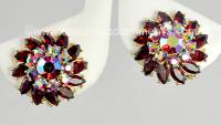 Gorgeous Vintage Red Rhinestone Earrings Signed CROWN TRIFARI