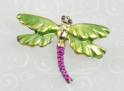 Fanciful Unsigned Vintage Enamel Dragon Fly Pin