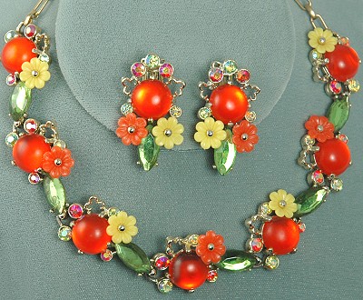 Lovely Vintage Choker and Earring Set Signed SELRO