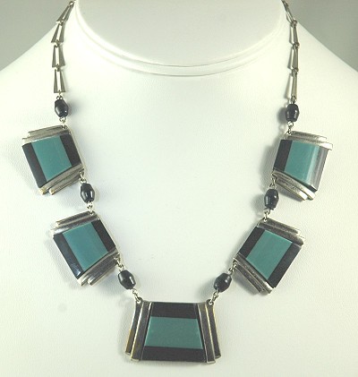 JAKOB BENGEL German ART DECO Galalith and Chrome Necklace