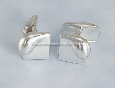 Vintage Finnish Modernist Sterling Silver Cufflinks Signed POUL HAVGAAED for LAPPONIA