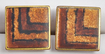 Vintage German Modernist Matte Enamel Cufflinks in Browns Signed SCHOLTZ and LAMMEL