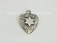 Vintage Sterling Silver Star of David Puffy Heart Charm or Pendant