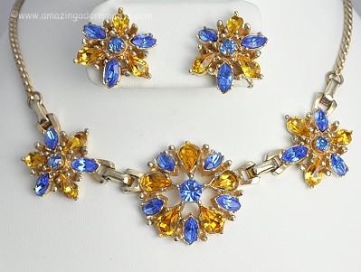 Indelibly Beautiful Vintage Necklace and Earring Set Signed BARCLAY