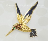 Precious Enamel and Rhinestone Bird Pin ~ Numbered Like Boucher