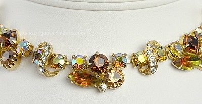 So Weiss Like Vintage Amber Rhinestone Necklace with Pave Icing
