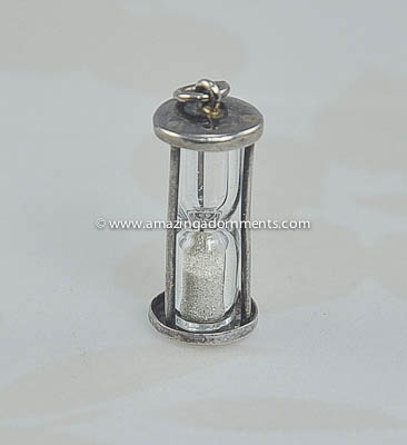 Delightful Signed Sterling Silver Timer or Hourglass Charm