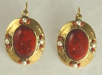 Fashionable ZOE COSTE Red Stone Earrings MADE in FRANCE