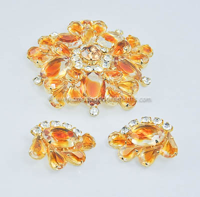 Fabulous Vintage DELIZZA and ELSTER Two-toned Glass and Rhinestone Set