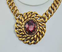 Vintage Signed JOSEFF Super Chunky Red Glass Medallion Necklace