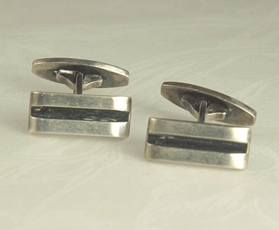 HANS HANSEN  Modernist Sterling and Enamel Cufflinks