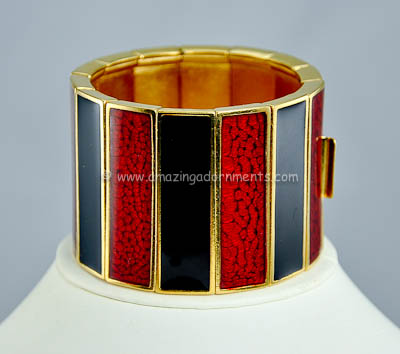 Lavish Vintage Signed YSL- Yves Saint Laurent Enamel Cuff Bracelet