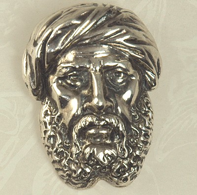 Vintage JOSEFF of  HOLLYWOOD Turban Man Pin in Silver- tone