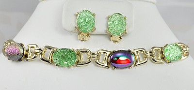 Lovely Vintage Necklace and Earring Set with Fancy Glass Stones