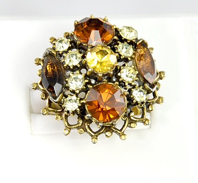 Gorgeous and Large Vintage Rhinestone Cocktail Ring