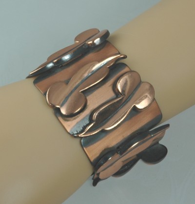 Stylish Early  Wide Copper Bracelet Signed RENOIR - BOOK PIECE