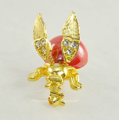 Teeny Vintage Insect Bug Figural with Rhinestone Trembler Wings